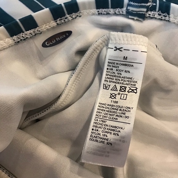 Old Navy Teal Striped Twist-Front One-Piece Swimsuit - Picture 9 of 11